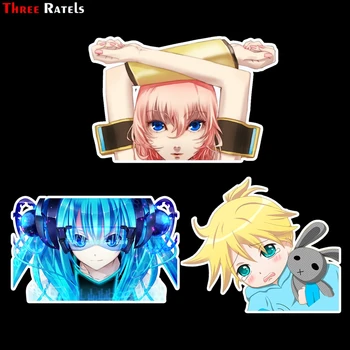 

Three Ratels FC45 3D Len Kagamine Vocaloid Luka Miku Hatsune PK Car Window Bumper Body Sticker PVC Decal for Kid's Room Wall