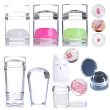 1pc claro geléia marshmallow silicone stamper prego recarga cabeça substituição 2.8 3.5 3.9cm com caixa de unhas selos