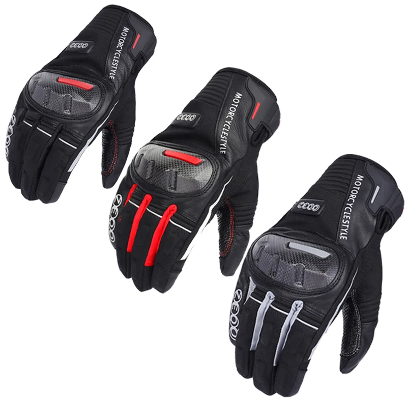 Перчатки для гоночных мотоциклов с сенсорным экраном, анти-осенние, водонепроницаемые, ветрозащитные, противоскользящие, ноские, кожаные, полный палец, перчатки, большой размер 3XL