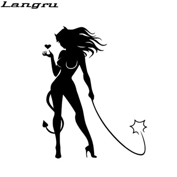 

Langru 13.2*16.7cm Sexy Devil Girl Personal Car Decorative Sticker Personalized Window Glass Decals Accessories Jdm