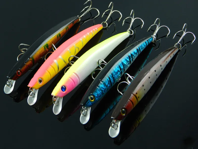 

Free shipping 3pcs fishing tackle hard minnow lure artificial bait fishing lure with 2 fish hook 11.5cm/11.2g mixed 10 color
