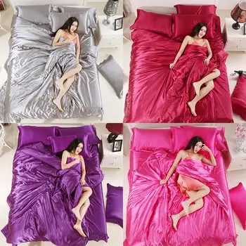 

Gray Bedding Quilt Pillowcase Four-Piece Set Bed Linings Comforterbeddingset Sleep Silk Bedroom Furniture