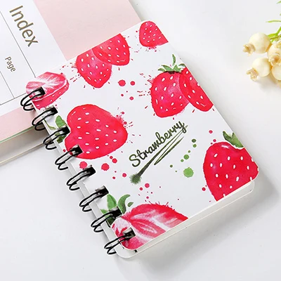 Strawberry Новинка, мультяшный портативный блокнот с мини-катушкой, твердая обложка, милая тетрадь с животными, органайзер для записей, школьные принадлежности, детский подарок - Цвет: Strawberry