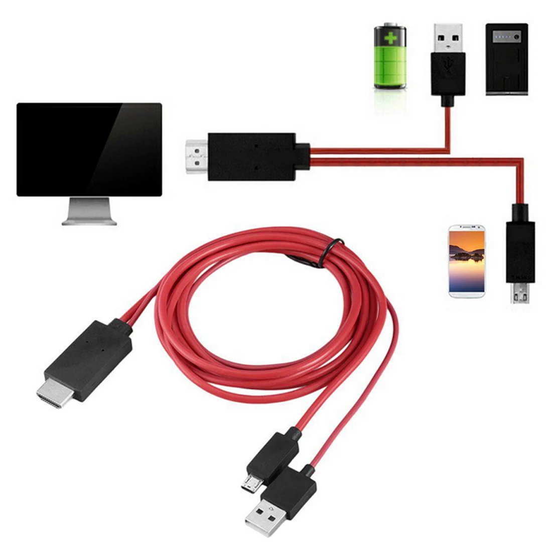 

1080P Full HD Micro USB To HDMI Cable For MHL Output Audio Adapter HDTV Adaptor For Samsung Galaxy S2 S3 S4 S5