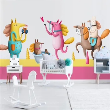 

milofi factory custom wallpaper mural 3d nordic hand-painted cartoon animal children's room background wall