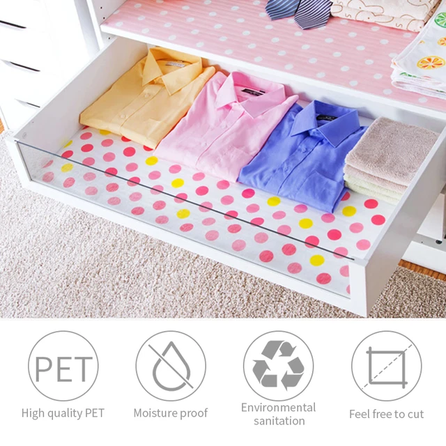 Yesbay 3m Polka Dots Shelf Paper Cabinet Drawer Liner Kitchen Table  Mat,Blue Dot