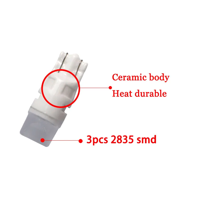 100X T10 3D противотуманные линзы керамический T12 T15 194 175 168#555 3 SMD 2835 чипы 40MA боковой индикатор номерной знак светильник Авто габаритный фонарь белого цвета