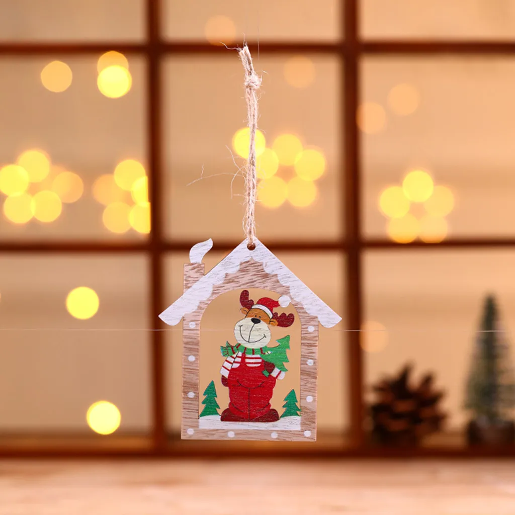 Рождественские украшения деревянные поделки выдолбленные елки Маленькая подвеска елочные украшения для дома - Цвет: red