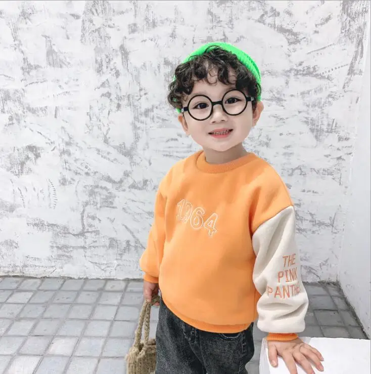 Korea style girls boys t-shirt thicken full sleeve fashion winter kids girls sweatshirt 2-7t