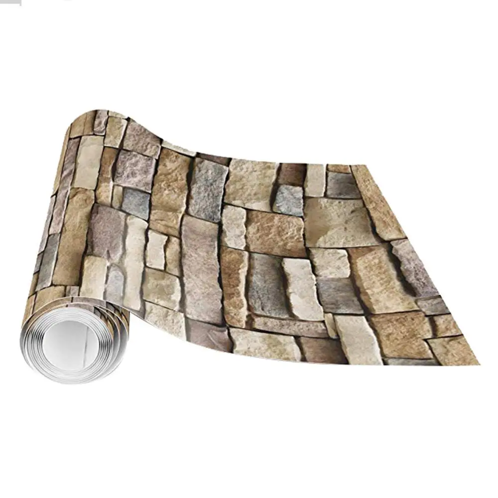 

3D Wall Paper Brick Stone Rustic Effect Self-adhesive Wall Sticker Home Decor 45x300cm PVC for walls in rolls adhesive Statues