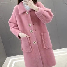 Осенняя и зимняя женская куртка, длинная куртка, толстая, теплая,, новая мода, пальто с длинным рукавом, норковый пух, пальто для женщин LY714