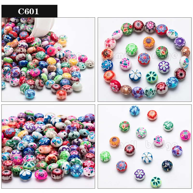 25 Stück 12 mm bunte Blumen-Polymer-Ton-Perlen für Schmuckherstellung, Mädchen, DIY-Armband, Perlen, lose runde Süßigkeiten-Perlen, C602 – Detail 7