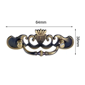 DRELD 64mm Antique Brass Pull Handles for Kitchen Cupboard Drawer Cabinet Door Retro Jewelry Box Handle Furniture Knobs Hardware