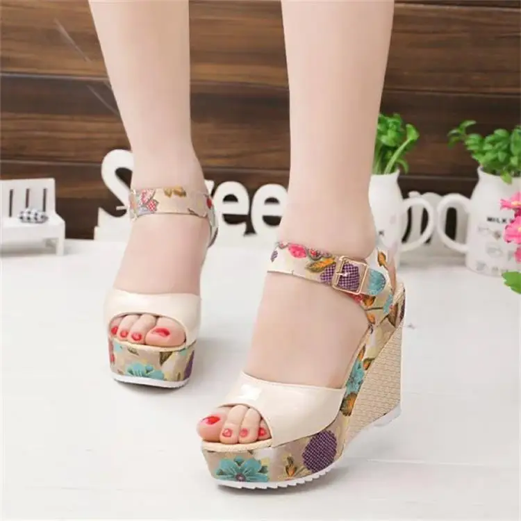 

Open Toe Sexy Elegant Platform Wedges Women Sandals Basic Solid Women Shoes Super High Front Rear Strap Buckle Strap Sandals