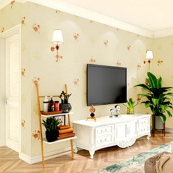 

European Pastoral Style 3D Flower Non-Woven Wallpaper Tv Background Wall Home Decoration