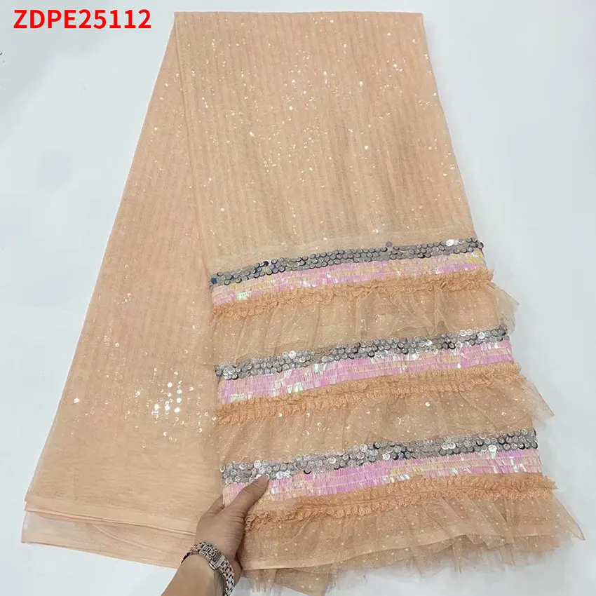 High Quality French Mesh Net Lace Fabric ​African Nigeria Sequins Skirt Cloth For Party Dres Zdpe25112