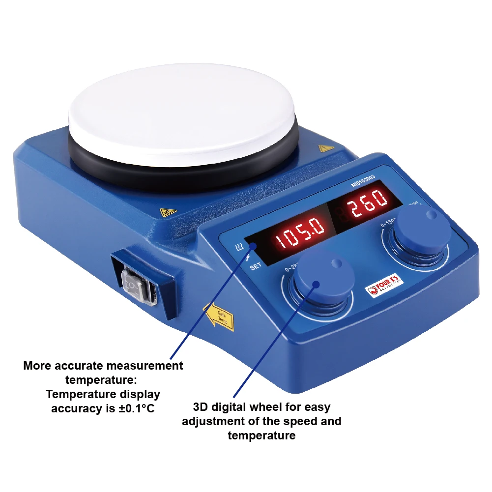 Laboratory Digital Hot Plate Magnetic Stirrer With Hotplate 3L Laboratory Hotplate Mixer, Heating Temperature Up to 280&deg;C