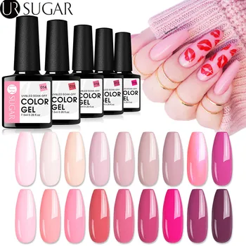 

UR SUGAR 7.5ml Nude Pink Gel Nail Polish Hybrid Varnish Semi Permanent UV Gel Varnish Soak Off Gel varnish Nail Art Top Coat