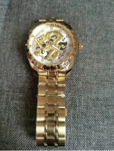 WLISTH-Reloj de pulsera de cuarzo para hombre, luminoso, con abertura para fecha, de acero inoxidable, resistente al agua, de las mejores marcas, dragón dorado