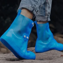 Водонепроницаемый защитный чехол для обуви из ПВХ; утолщенные резиновые сапоги для детей и взрослых; нескользящие многоразовые сапоги с высоким берцем