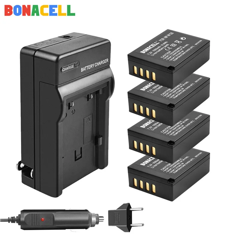 Bonacell для ЖК-дисплея с подсветкой Fujifilm NP-W126 NP-W126S Батарея+ Батарея автомобиля Зарядное устройство для ЖК-дисплея с подсветкой Fujifilm X-M1 X-A1 X-T1 X-E1 X-Pro2 NP W126 - Цвет: 4 Battery Charger