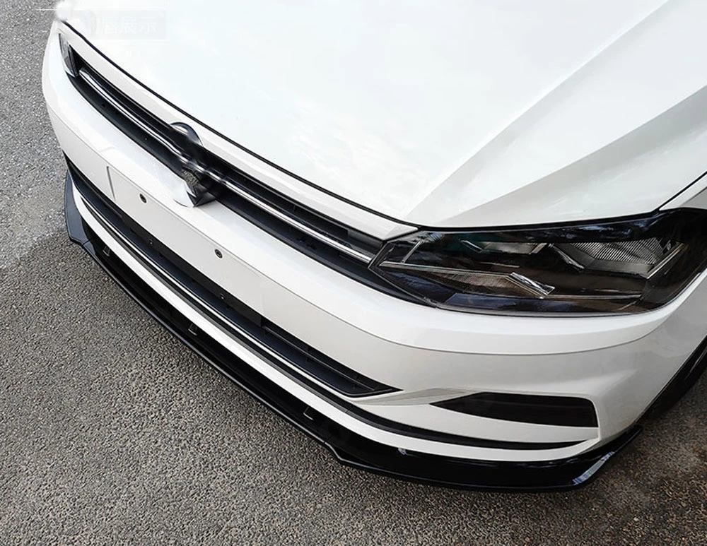 Для Volkswagen VW Polo Plus хэтчбек передний спойлер разветвители ABS Глянцевая черная головка бампера Защита подбородка автомобиля Стайлинг