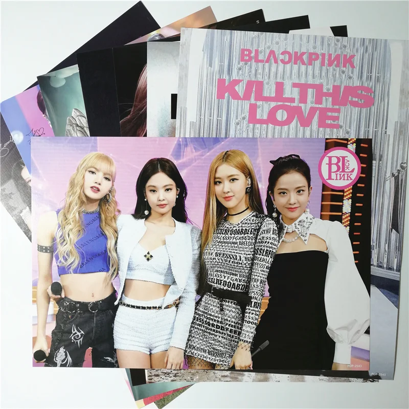 8*(42x29 см) убей эту любовь BLACKPINK kpop звезда вокруг настенные плакаты Наклейки подарок JISOO Роза Дженни Лиза