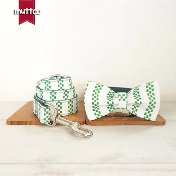 

Retailing self-design dog collar set THE JABE MOSAIC handmade poly satin and nylon 5 sizes dog collar bow tie set UDC095
