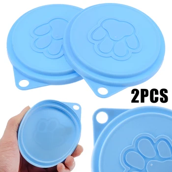 

2pcs/set Reusable Pet Food Storage Can Tin Cover Lid Top Cap For Puppy Dog Cat Random Color
