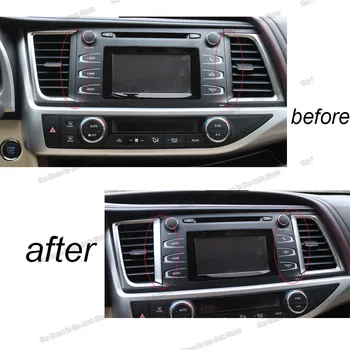 

lsrtw2017 abs car dashboard middle vent chrome trims for toyota highlander 2013 2014 2015 2016 2017 2018 2019 kluger accessories