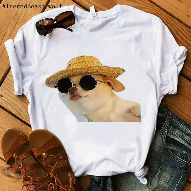 Я люблю Чихуахуа милая собака Женская модная футболка с принтом Летняя женская футболка с коротким рукавом vogue уличная О-образным вырезом Чихуахуа топы тройник