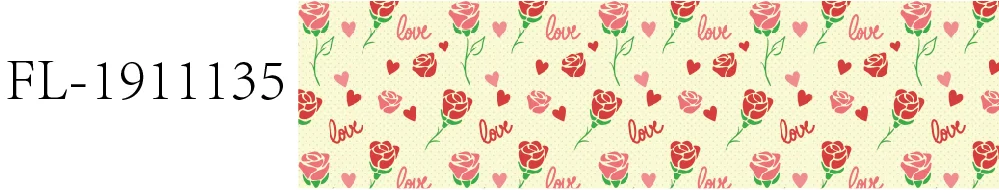 03 50 yards/lot) Latest 3 inch love heart and rose printed Valentine holiday ribbon - Цвет: 03