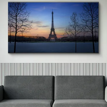 

Large Modern Paris Tower Night View Poster Canvas Painting Bedroom Living Room Architectural Decoration Mural