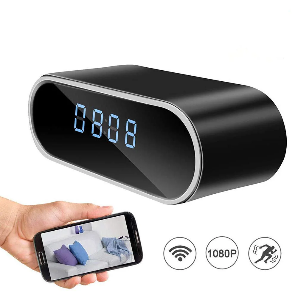

WiFi desktop clock camera 1080P HD IP P2P DVR monitoring motion detection alarm hidden infrared night vision remote micro camera