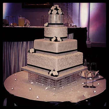 

40cm 15.6" Crystal square acrylic transparent cake stand