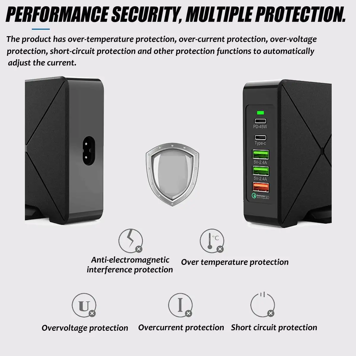 USB 3,0 Быстрая зарядка 75 Вт 5-Порты и разъёмы USB Wall Зарядное устройство Беспроводной Зарядное устройство для путешествий на мобильный телефон Зарядное устройство для iphone XR для Xiaomi