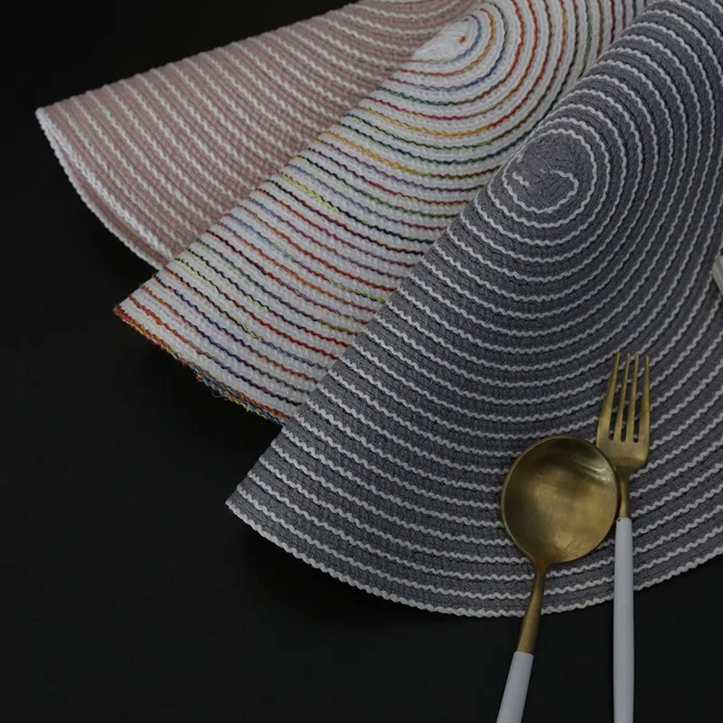 Cotton Yarn Round Placemat Woven Dining Table Mats No Slip Disc Bowl Pads Pot Holder Insulation Pad Drink Coasters Kitchen Decor