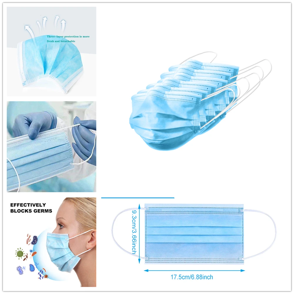 

Face mask 50Pcs Discounted 3 Layers Non-woven fabrics Masks Anti droplet Dust