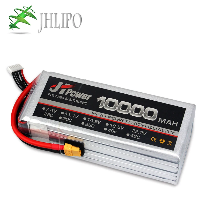 JH Lipo Battery 10000mAh 25C/75C 2S 7.4V 3S 11.1V 4S 14.8V 5S 18.5V 6S 22.2V High Rate Lithium Polymer Batteries for RC Drone | Игрушки и