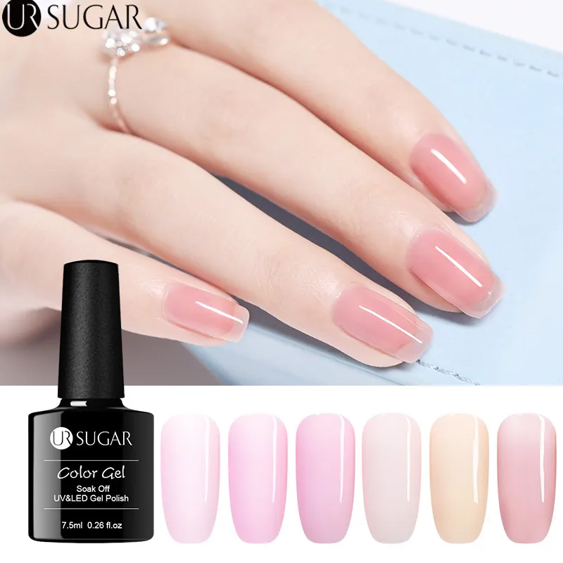 

UR SUGAR 7.5ml Jelly Pink Gel Polish Semi-transparent Nude Gel Varnish Soak Off Nail Art UV LED Gel Lacquer Healthy Nails Color