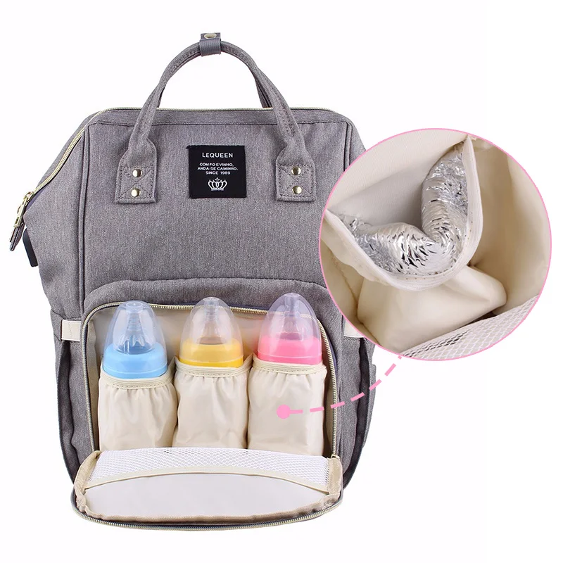 Beste Lequeen Usb Luiertassen Grote Nappy Baby Tas Upgrade Mode Rugzak Waterdichte Moederschap Mummie Tas Met 2 Stuks Haak