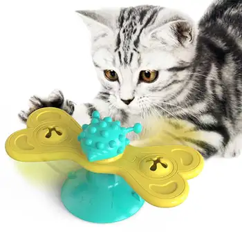 

Scratching Tickle Suction Cup Teasing Interactive Windmill Cat Toy Catnip Ball Pet Supplies Funny Massage Kitten Relieve Anxiety