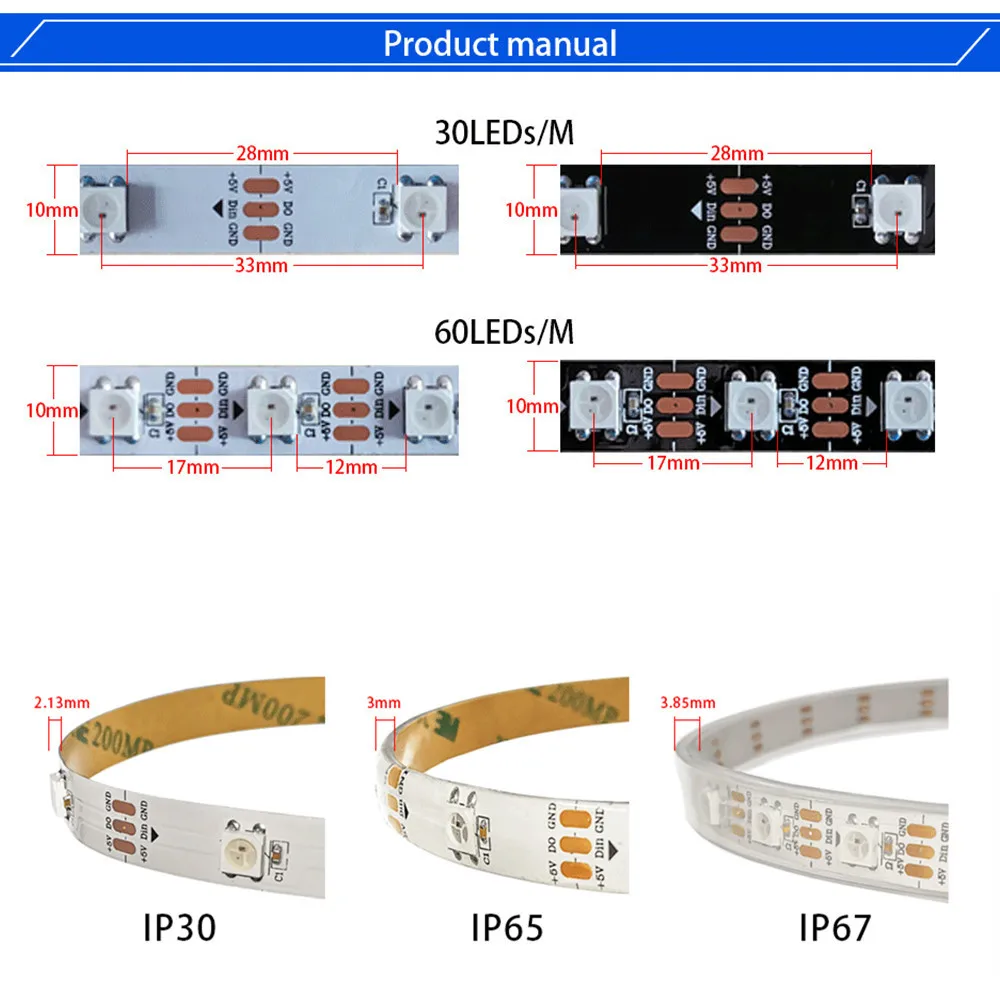 WS2812B Светодиодная лента полноцветный встроенный независимый IC смарт драйвер чип