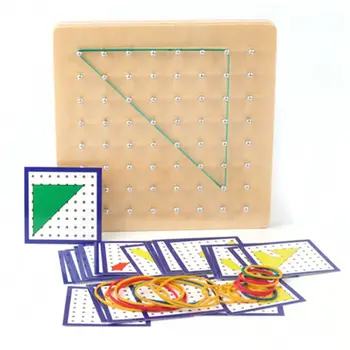 

Children Wooden Geoboard Array Block Geo Board Graphical Kids Educational Toy