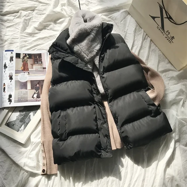 Women Winter Warm Cotton Padded Puffer Vests Sleeveless Parkas Jacket 1