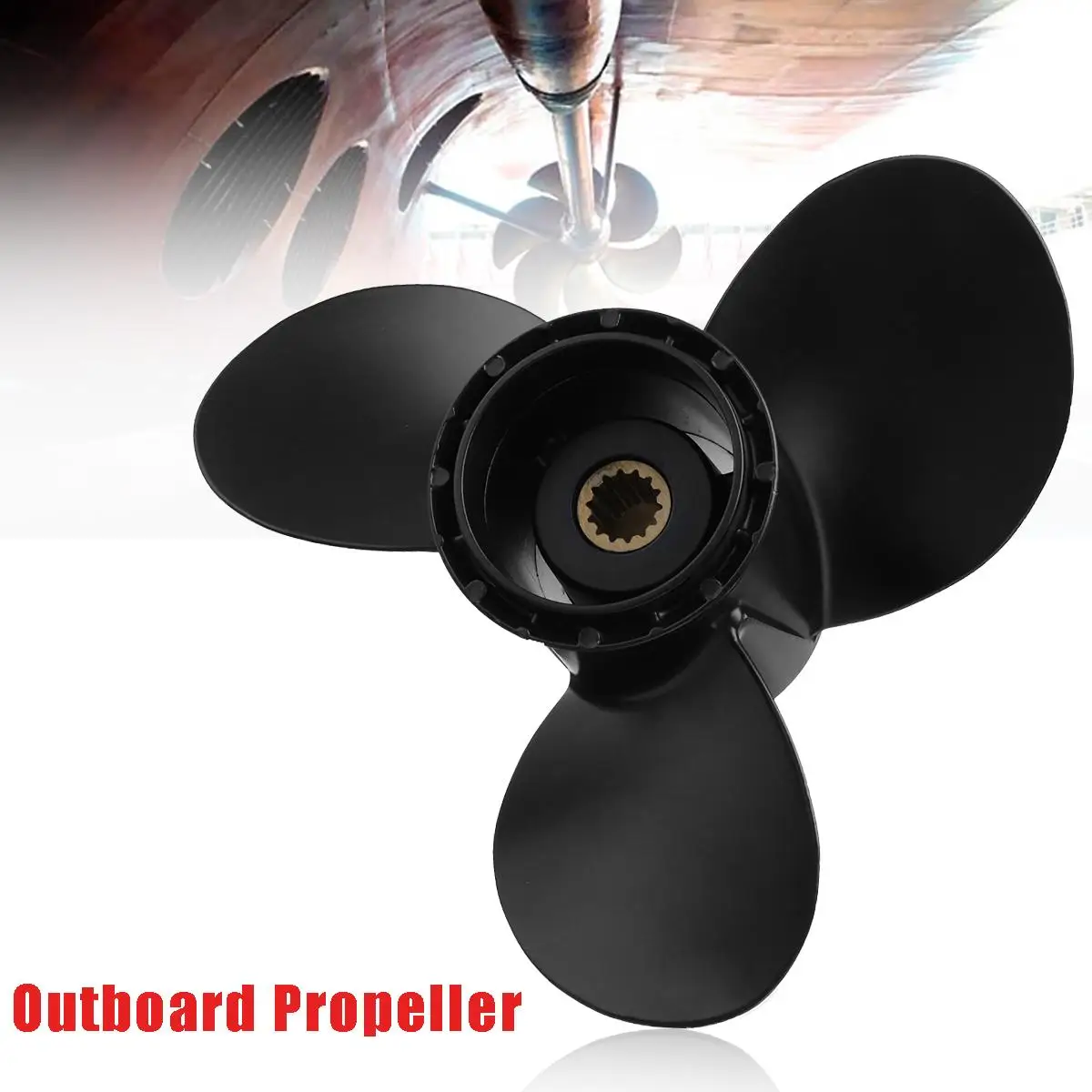 

10 1/2 x 11 Outboard Propeller For Johnson Evinrude BRP 15-35HP 175190 Aluminium Alloy Marine Propeller 14 Spline Tooth 3 Blades
