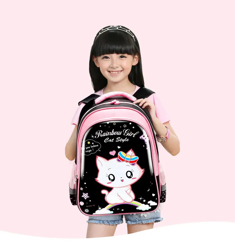 Черный кот принтинг Принцесса рюкзак водонепроницаемый девушки школьные сумки большой емкости Детский рюкзак Mochila Infantil Escolares