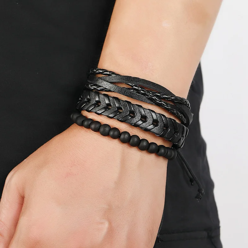 Manfnee™ 6-12pcs Braided Faux Leather Bracelet