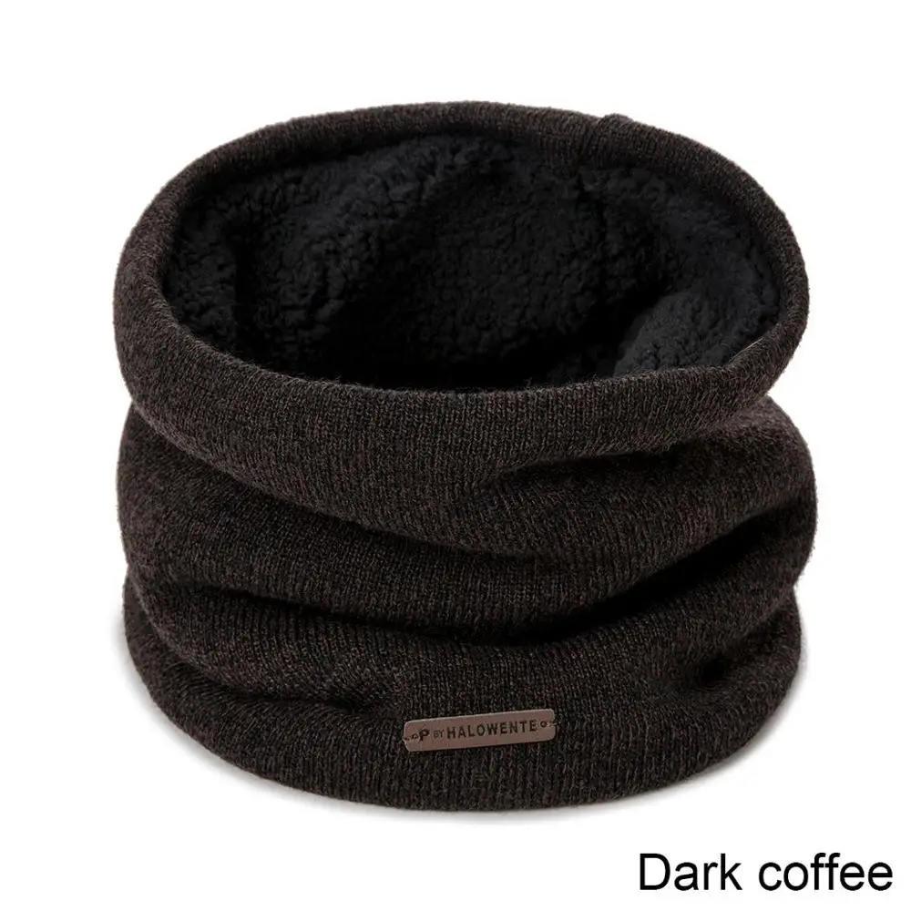 dark coffee Новинка, мужской зимний шарф, теплые вязаные вещи для зимы, кольцо, шарф для женщин, толстый плюс бархат, однотонный шарф, унисекс, одежда, аксессуары - Цвет: dark coffee