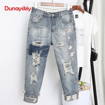 

Womens Jeans Denim Loose Slim Fitted Vintage Blue Harem Pants Plus Size Jeans Embroidered Jeans Pantalon Mezclilla Mujer 5XL